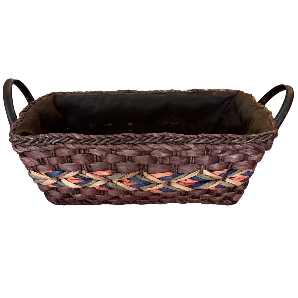 Woven Storage Basket Decorative‎ Accent Handles Rustic Home Decor
